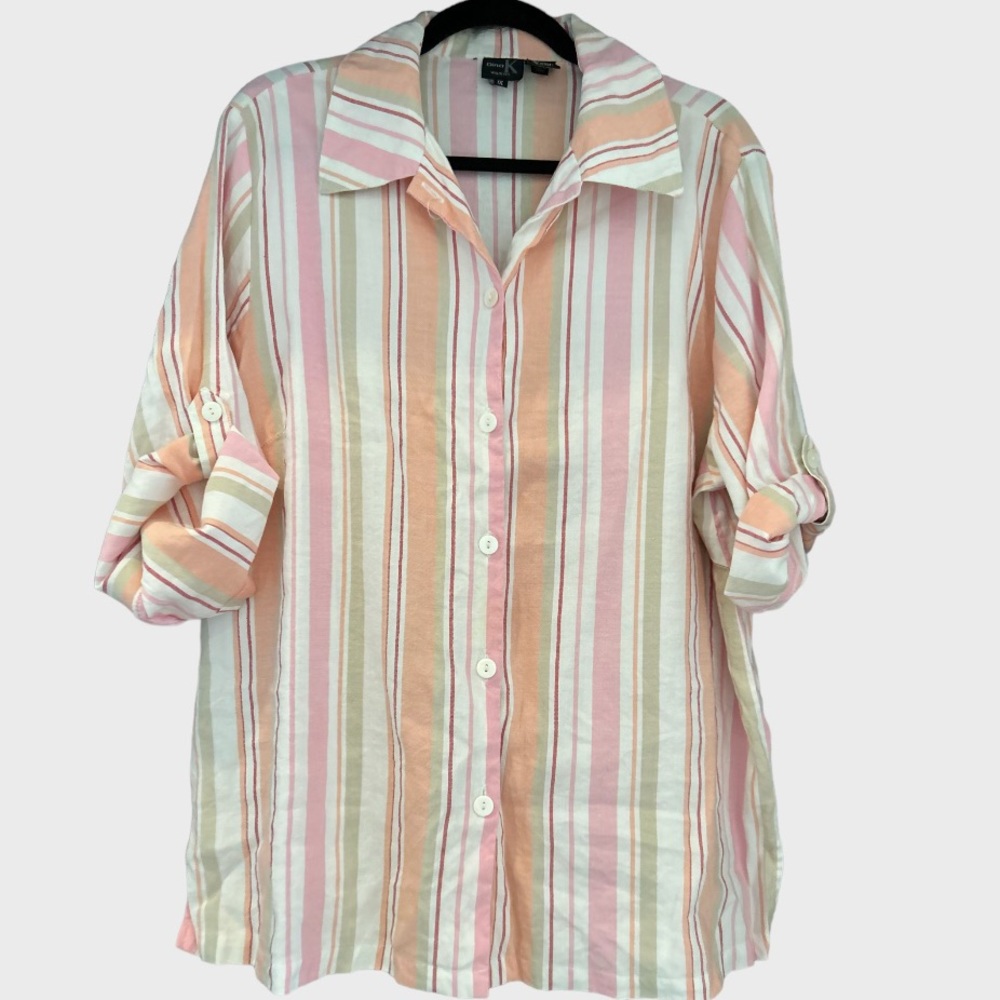 Dina K Striped Button Down Top